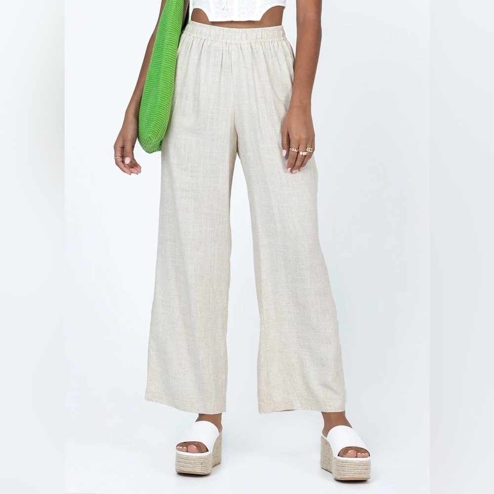 Princess Polly Elegant Cream Wide-Leg Pants Size 2